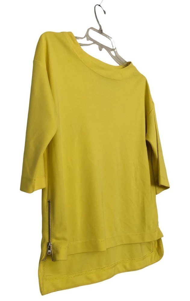 Rafaella Women Blouse Zipper Side Hem‎ Yellow Pullover Size PXS